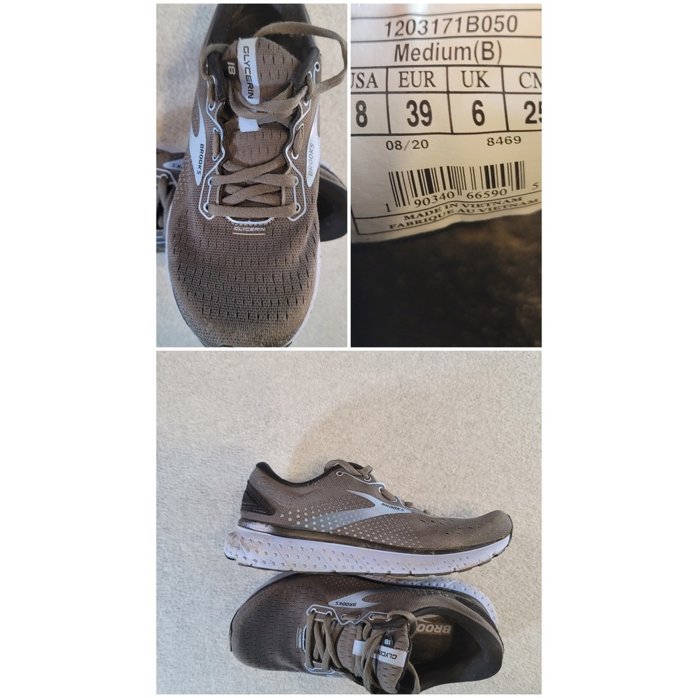 Brooks Glycerin 18 Womens Running Shoes Grey White 1203171B050 Size 8